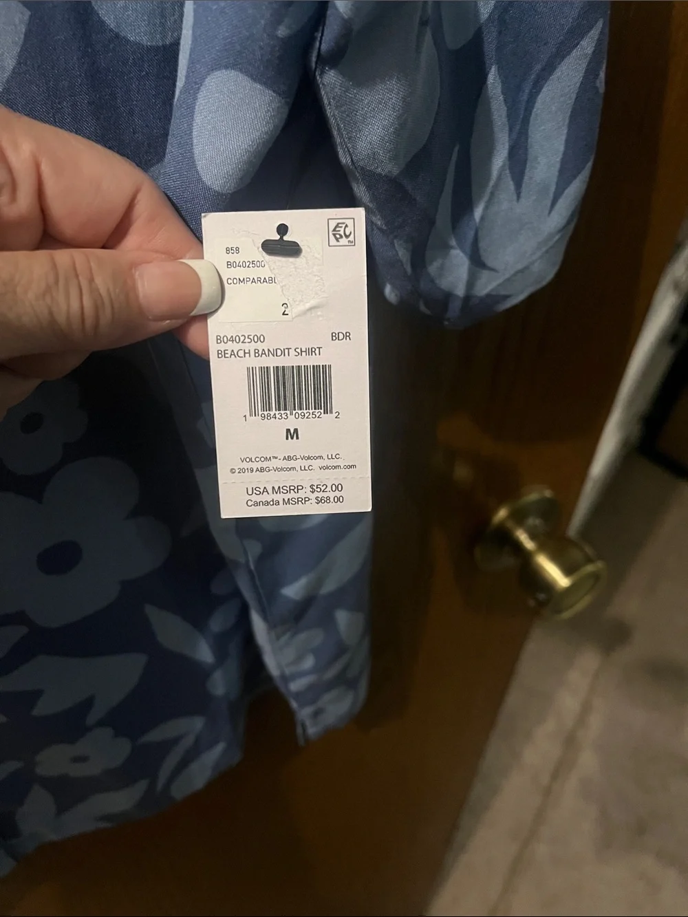 Volcom Men's Blue Floral Short-Sleeve Button-Down Shirt see flaw and picture